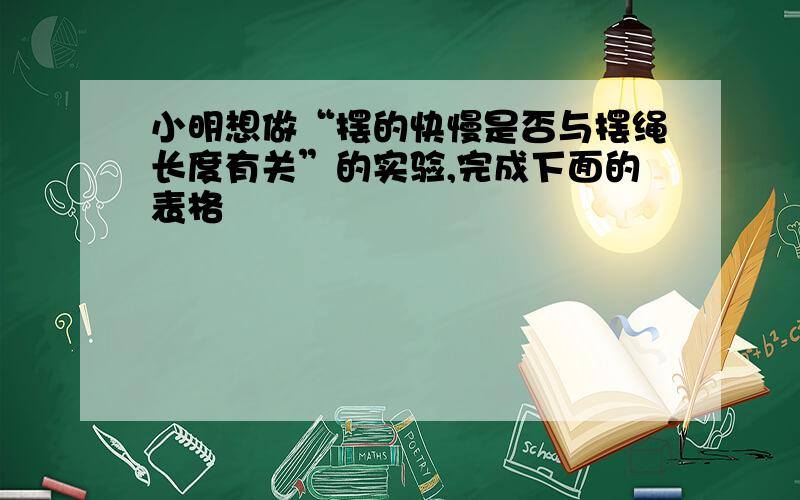 小明想做“摆的快慢是否与摆绳长度有关”的实验,完成下面的表格