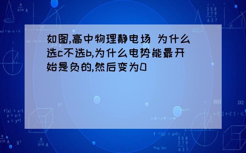 如图,高中物理静电场 为什么选c不选b,为什么电势能最开始是负的,然后变为0