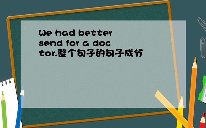 We had better send for a doctor.整个句子的句子成分