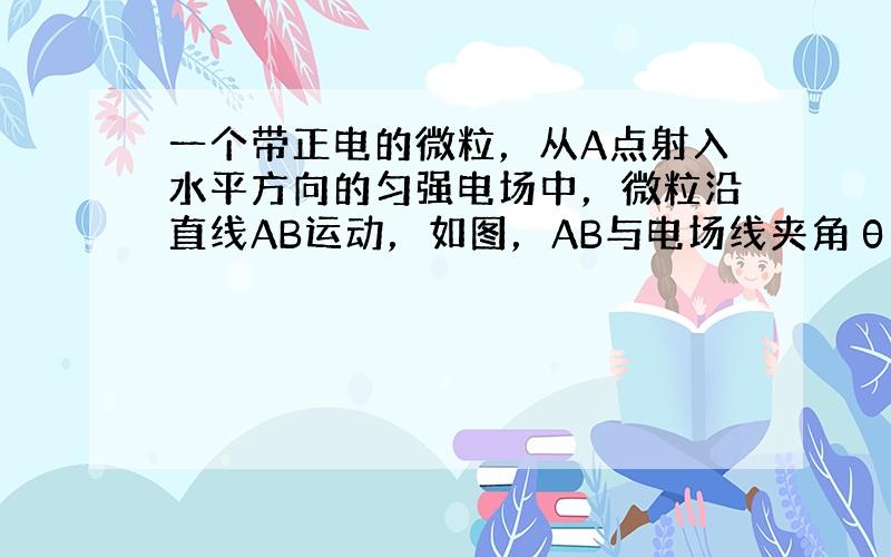 一个带正电的微粒，从A点射入水平方向的匀强电场中，微粒沿直线AB运动，如图，AB与电场线夹角θ=30°，已知带电微粒的质