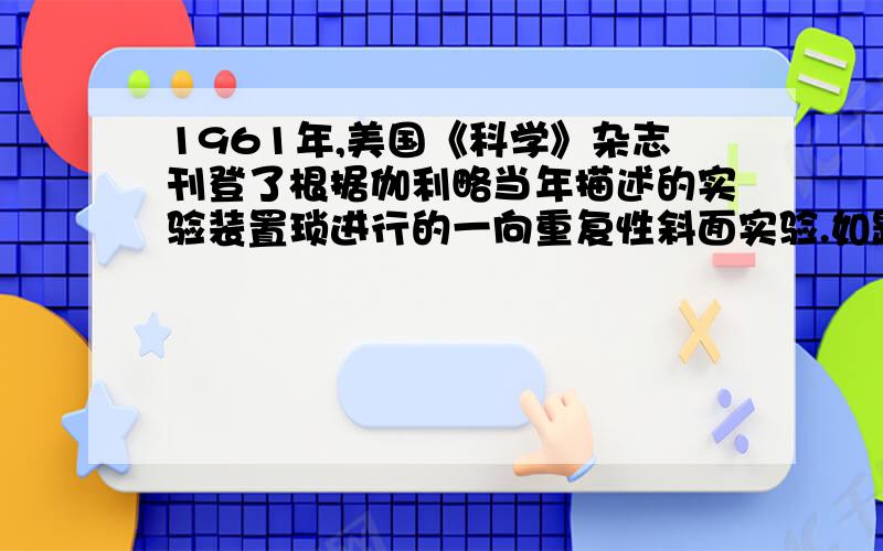 1961年,美国《科学》杂志刊登了根据伽利略当年描述的实验装置琐进行的一向重复性斜面实验.如题 .