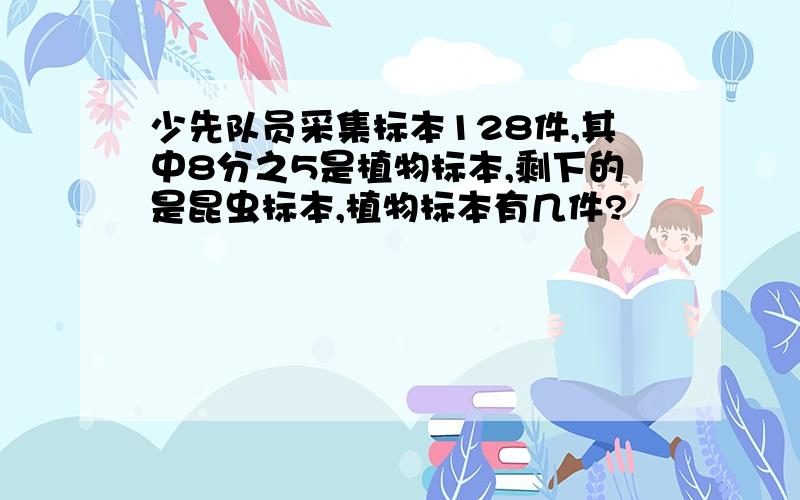 少先队员采集标本128件,其中8分之5是植物标本,剩下的是昆虫标本,植物标本有几件?