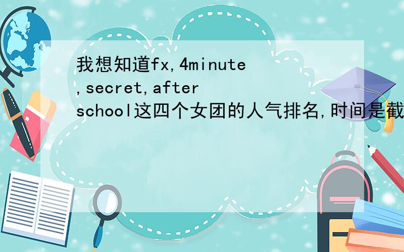 我想知道fx,4minute,secret,after school这四个女团的人气排名,时间是截止到今年8月的,要有官