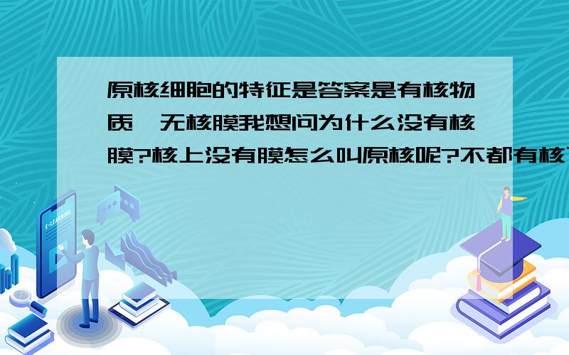 原核细胞的特征是答案是有核物质,无核膜我想问为什么没有核膜?核上没有膜怎么叫原核呢?不都有核了吗