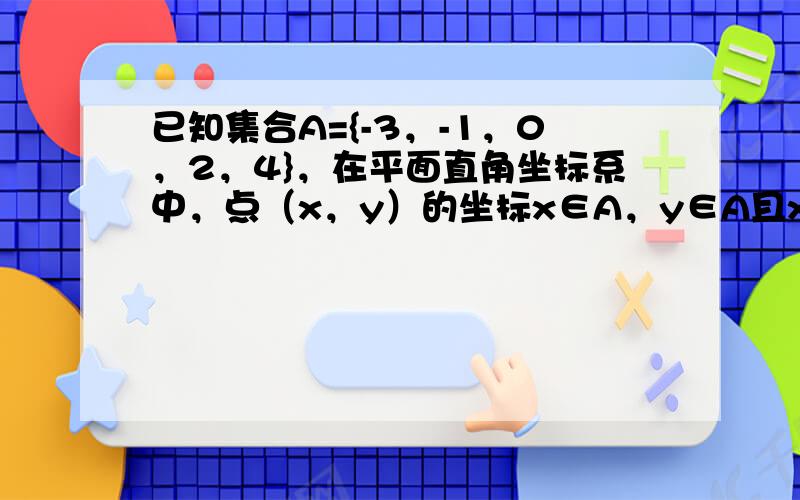 已知集合A={-3，-1，0，2，4}，在平面直角坐标系中，点（x，y）的坐标x∈A，y∈A且x≠y，计算：