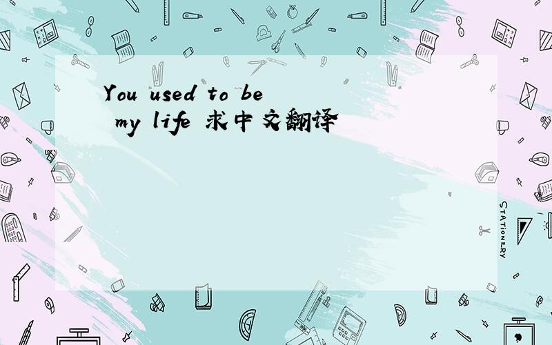 You used to be my life 求中文翻译