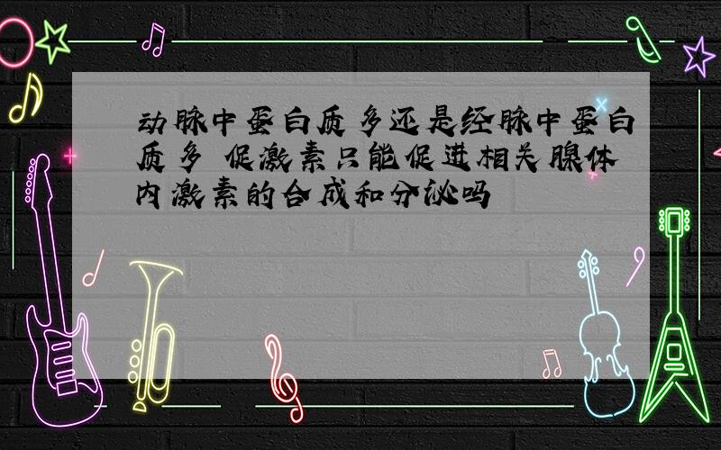 动脉中蛋白质多还是经脉中蛋白质多 促激素只能促进相关腺体内激素的合成和分泌吗