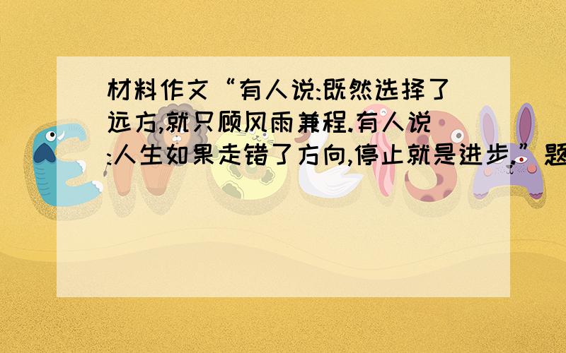 材料作文“有人说:既然选择了远方,就只顾风雨兼程.有人说:人生如果走错了方向,停止就是进步.”题目自拟.