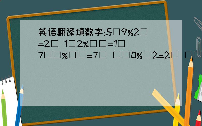 英语翻译填数字:5□9%2□=2□ 1□2%□□=1□ 7□□%□□=7□ □□0%□2=2□ □□0%□□=2□