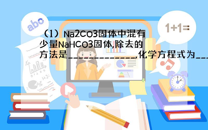 （1）Na2CO3固体中混有少量NaHCO3固体,除去的方法是_____________,化学方程式为_________