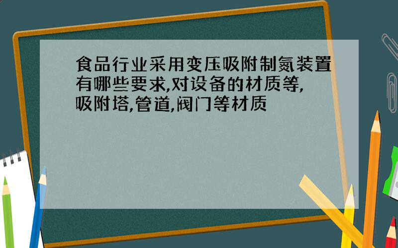 食品行业采用变压吸附制氮装置有哪些要求,对设备的材质等,吸附塔,管道,阀门等材质