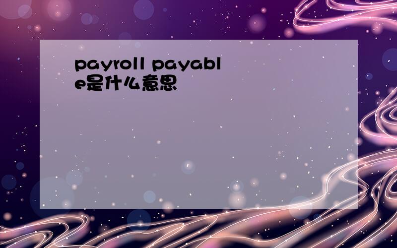 payroll payable是什么意思