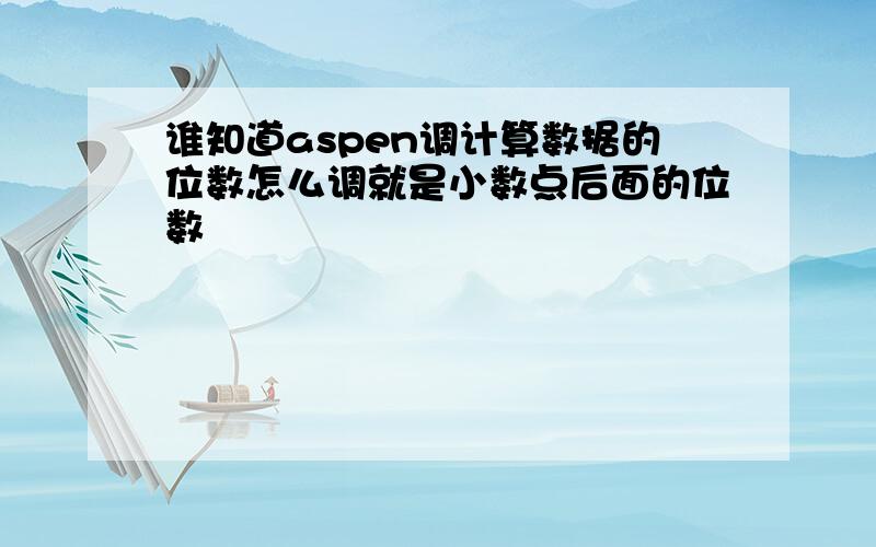 谁知道aspen调计算数据的位数怎么调就是小数点后面的位数