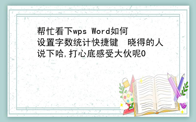 帮忙看下wps Word如何设置字数统计快捷键　晓得的人说下哈,打心底感受大伙呢0