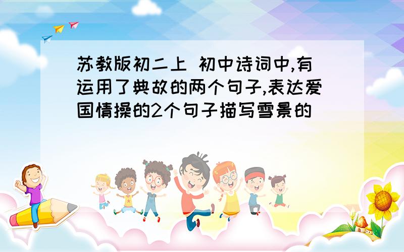 苏教版初二上 初中诗词中,有运用了典故的两个句子,表达爱国情操的2个句子描写雪景的