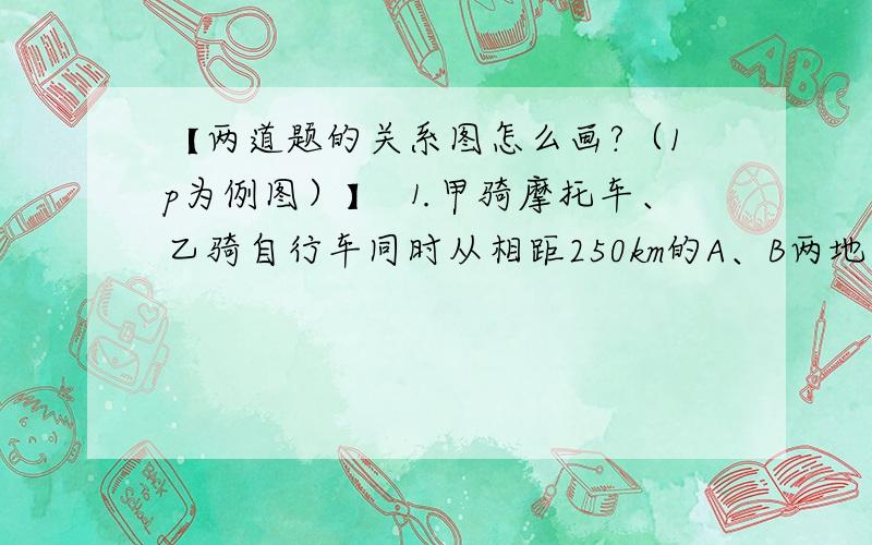 【两道题的关系图怎么画?（1p为例图）】 ⒈甲骑摩托车、乙骑自行车同时从相距250km的A、B两地