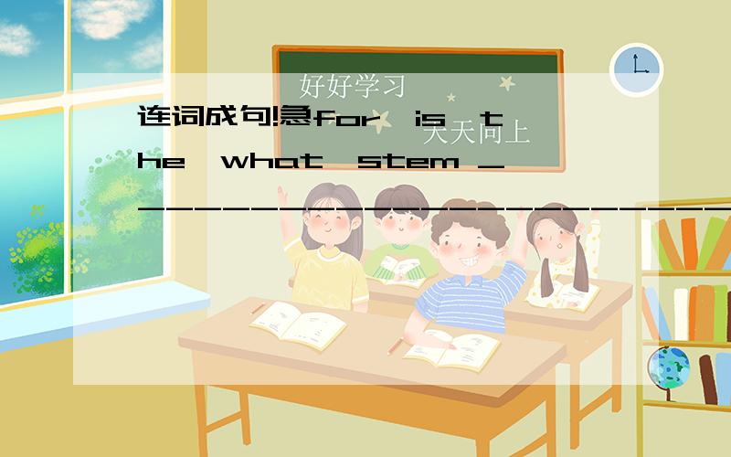 连词成句!急for,is,the,what,stem __________________________?34.hol