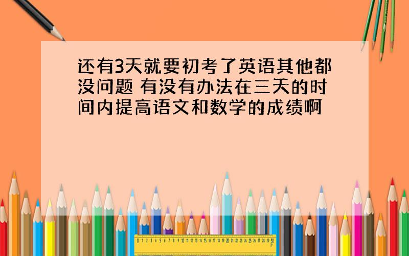 还有3天就要初考了英语其他都没问题 有没有办法在三天的时间内提高语文和数学的成绩啊