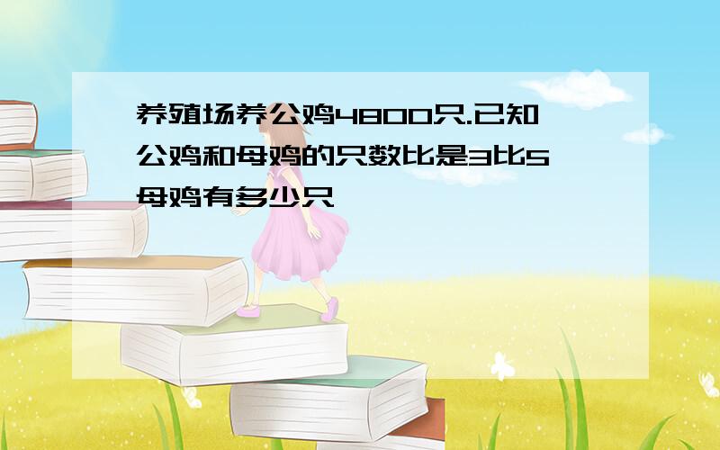 养殖场养公鸡4800只.已知公鸡和母鸡的只数比是3比5,母鸡有多少只