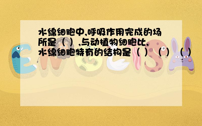 水绵细胞中,呼吸作用完成的场所是（ ）,与动植物细胞比,水绵细胞特有的结构是（ ）（ ）（ ）