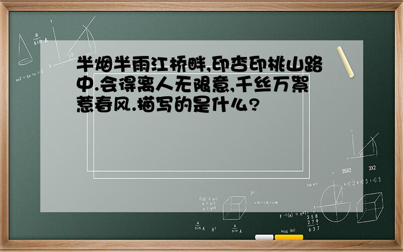 半烟半雨江桥畔,印杏印桃山路中.会得离人无限意,千丝万絮惹春风.描写的是什么?