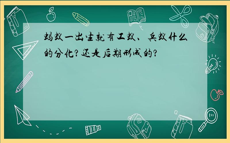 蚂蚁一出生就有工蚁、兵蚁什么的分化?还是后期形成的?