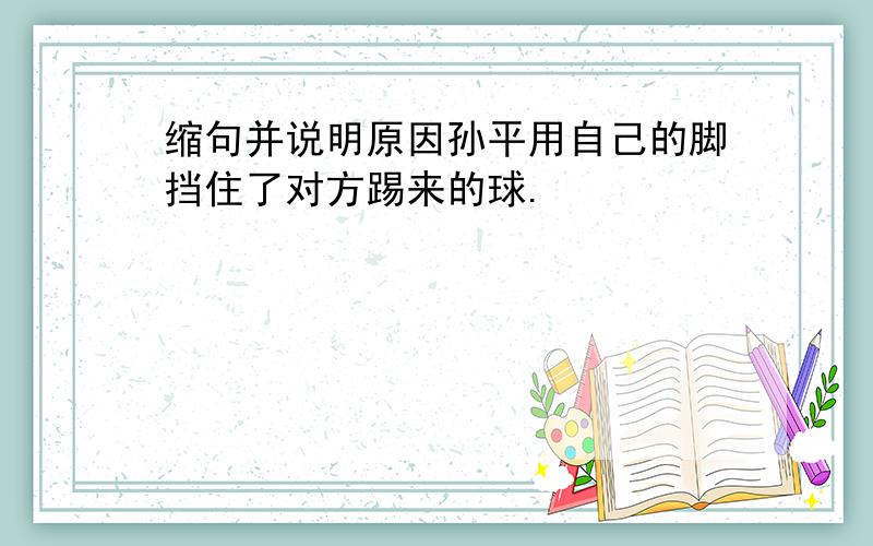 缩句并说明原因孙平用自己的脚挡住了对方踢来的球.