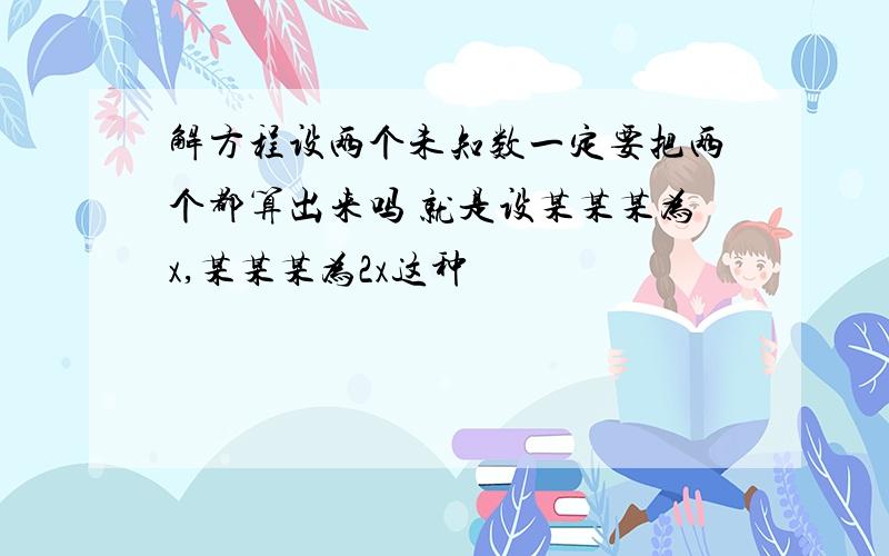 解方程设两个未知数一定要把两个都算出来吗 就是设某某某为x,某某某为2x这种