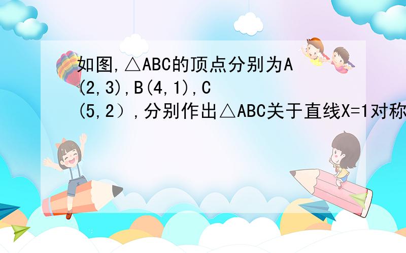 如图,△ABC的顶点分别为A(2,3),B(4,1),C(5,2）,分别作出△ABC关于直线X=1对称的图形