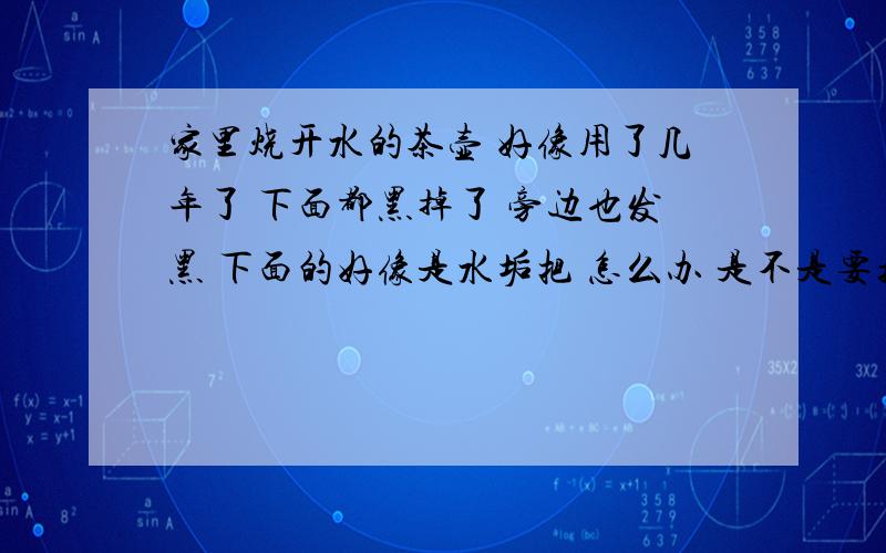 家里烧开水的茶壶 好像用了几年了 下面都黑掉了 旁边也发黑 下面的好像是水垢把 怎么办 是不是要换