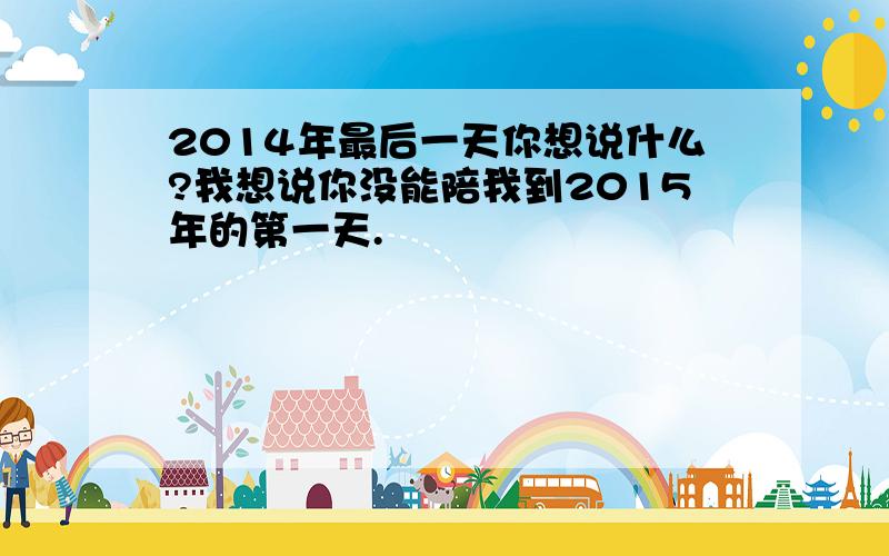 2014年最后一天你想说什么?我想说你没能陪我到2015年的第一天.