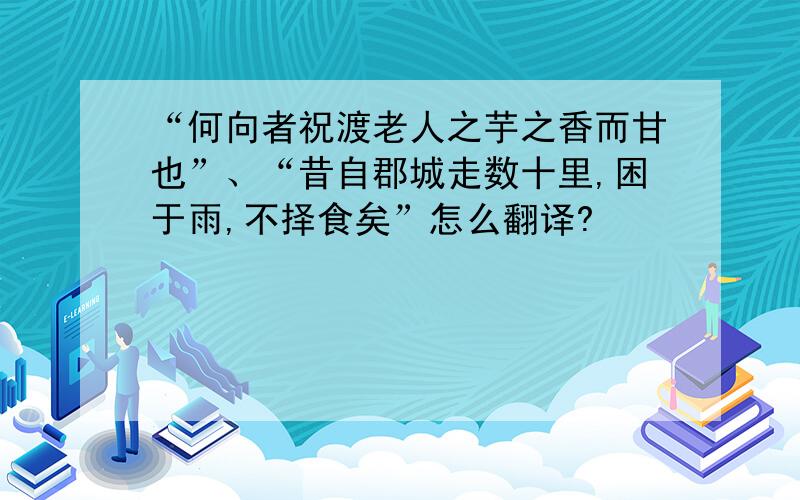 “何向者祝渡老人之芋之香而甘也”、“昔自郡城走数十里,困于雨,不择食矣”怎么翻译?