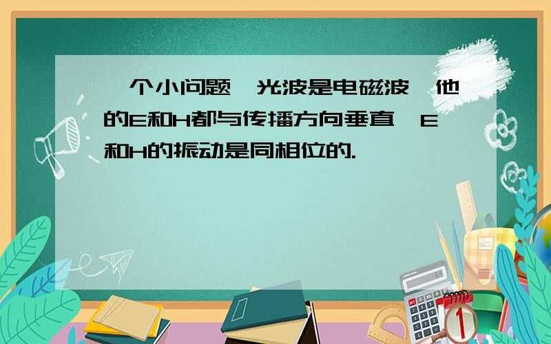 一个小问题,光波是电磁波,他的E和H都与传播方向垂直,E和H的振动是同相位的.