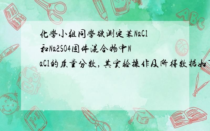 化学小组同学欲测定某NaCl和Na2SO4固体混合物中NaCl的质量分数，其实验操作及所得数据如下：将一定质量的该固体混