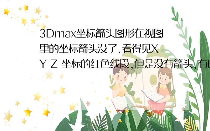 3Dmax坐标箭头图形在视图里的坐标箭头没了.看得见X Y Z 坐标的红色线段,但是没有箭头,有时候要拖拽重叠图形或线段