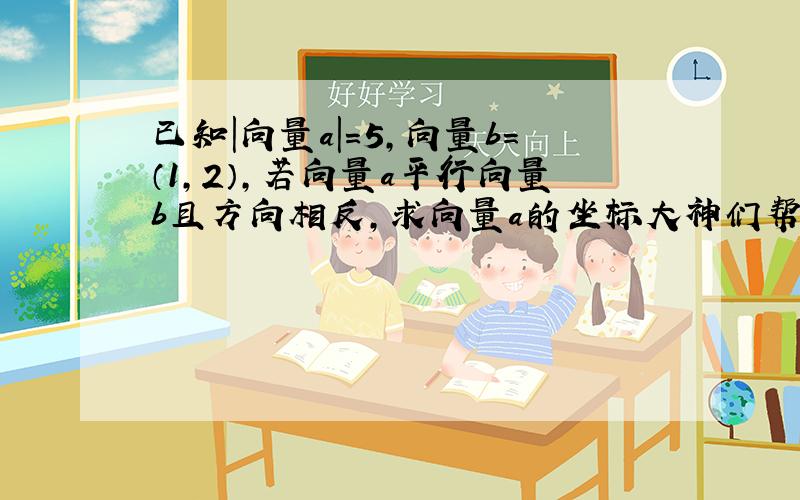 已知|向量a|＝5,向量b＝（1,2）,若向量a平行向量b且方向相反,求向量a的坐标大神们帮帮忙