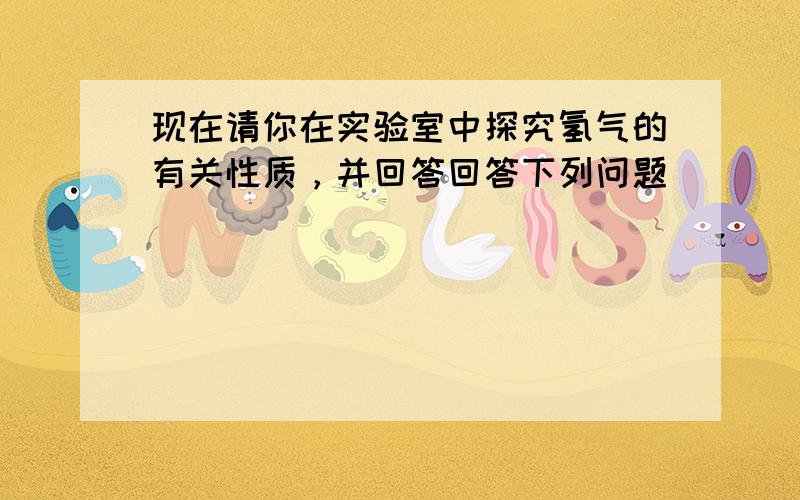 现在请你在实验室中探究氢气的有关性质，并回答回答下列问题．