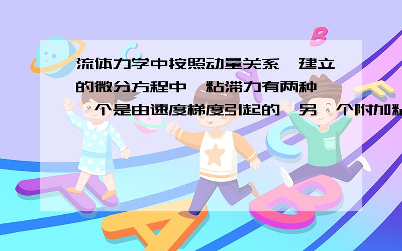 流体力学中按照动量关系,建立的微分方程中,粘滞力有两种,一个是由速度梯度引起的,另一个附加粘滞力的