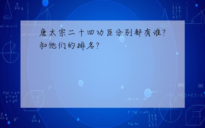 唐太宗二十四功臣分别都有谁?和他们的排名?