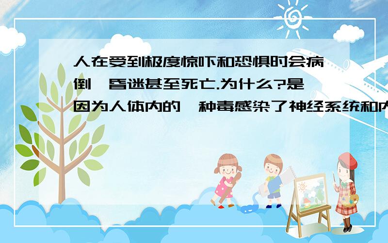 人在受到极度惊吓和恐惧时会病倒,昏迷甚至死亡.为什么?是因为人体内的一种毒感染了神经系统和内脏吗?