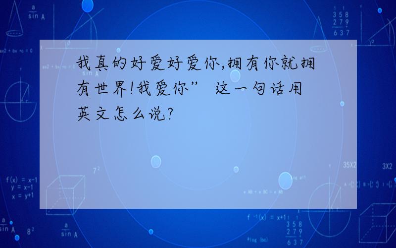 我真的好爱好爱你,拥有你就拥有世界!我爱你” 这一句话用英文怎么说?