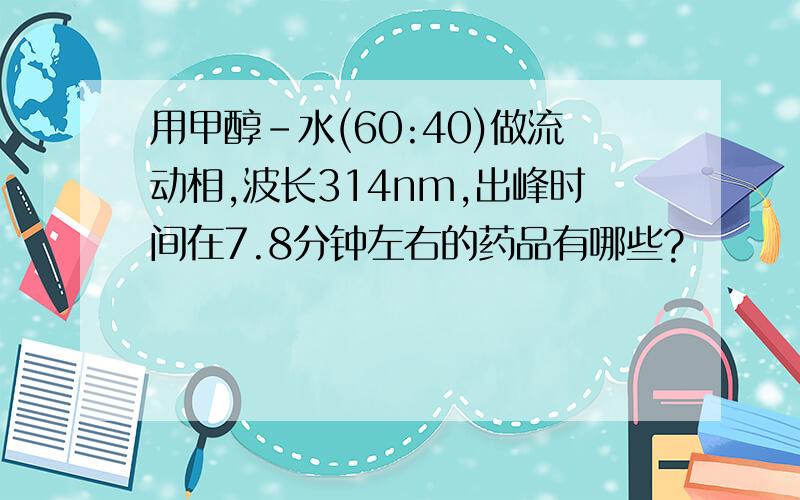 用甲醇-水(60:40)做流动相,波长314nm,出峰时间在7.8分钟左右的药品有哪些?