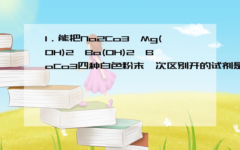 1．能把Na2Co3,Mg(OH)2,Ba(OH)2,BaCo3四种白色粉末一次区别开的试剂是什么?