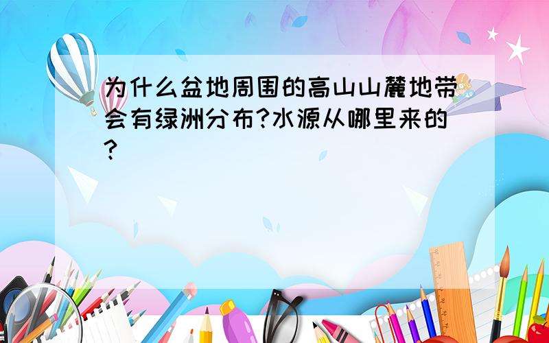 为什么盆地周围的高山山麓地带会有绿洲分布?水源从哪里来的?