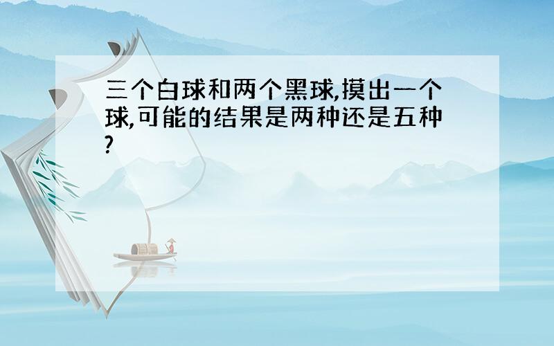 三个白球和两个黑球,摸出一个球,可能的结果是两种还是五种?