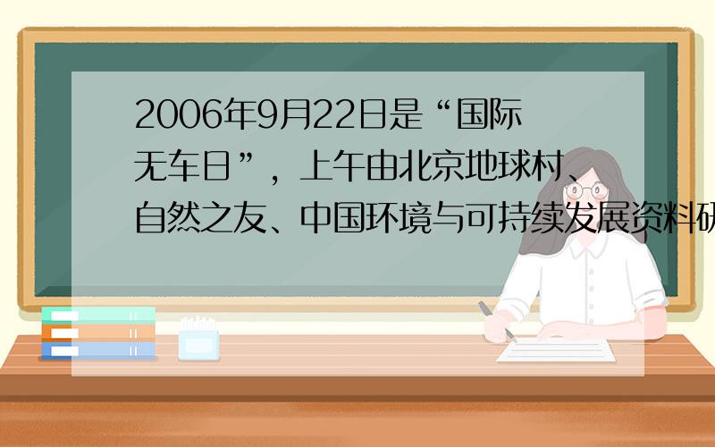 2006年9月22日是“国际无车日”，上午由北京地球村、自然之友、中国环境与可持续发展资料研究中心共同发起的“骑行北京周