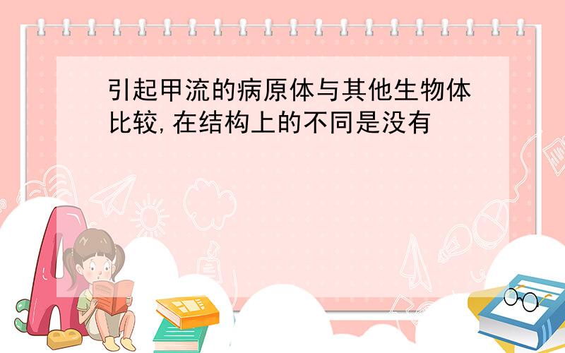 引起甲流的病原体与其他生物体比较,在结构上的不同是没有