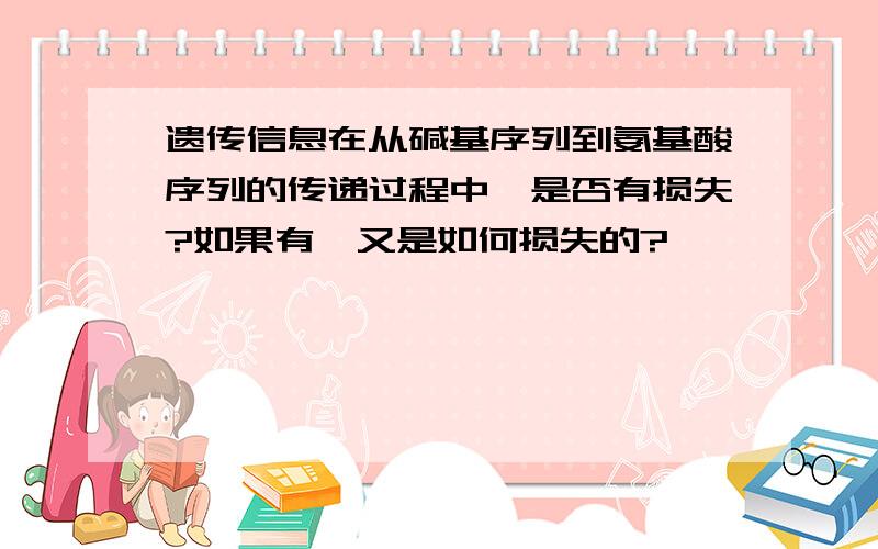 遗传信息在从碱基序列到氨基酸序列的传递过程中,是否有损失?如果有,又是如何损失的?