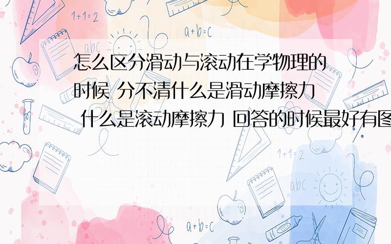 怎么区分滑动与滚动在学物理的时候 分不清什么是滑动摩擦力 什么是滚动摩擦力 回答的时候最好有图 用教材或者教辅上的话都不