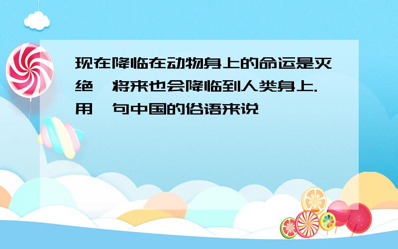 现在降临在动物身上的命运是灭绝,将来也会降临到人类身上.用一句中国的俗语来说